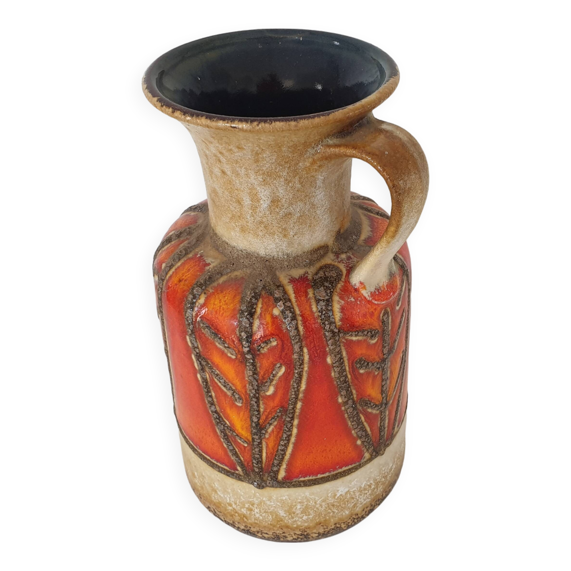 Vintage Jasba ceramic vase with handle - Height 25cm - 70's