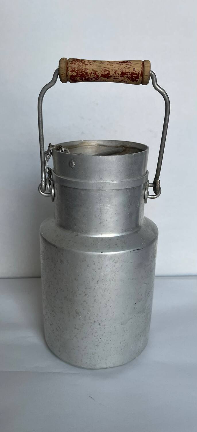 Old aluminum milk jug 1.5 liters