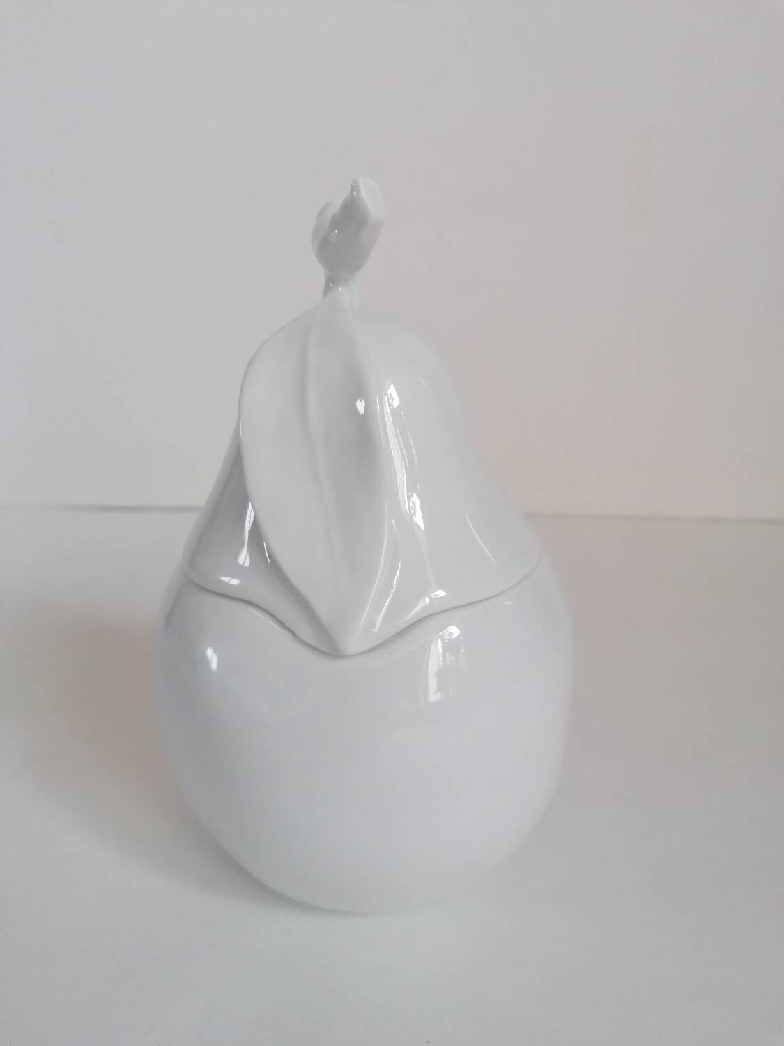 White porcelain pear sugar bowl