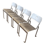 Postmodern Architectural Chairs in Stainless Steel, France, 1980