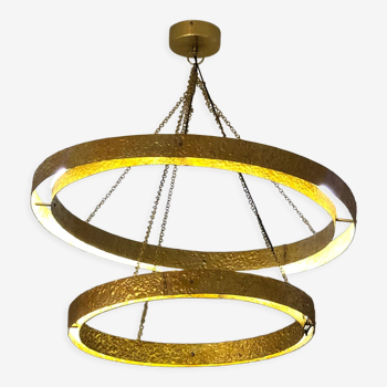 Modern circular two ring pendant light aluminium/brass led chandelier ceiling lamp in gold finish