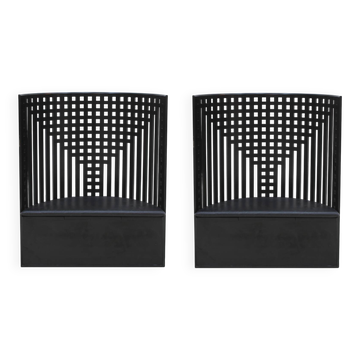 Paire de fauteuils en noyer noir de Charles Rennie Mackintosh avec motif de saule italien
