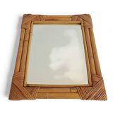 1960s Mid-Century Bamboo & Rattan Mirror in French Riviera Style