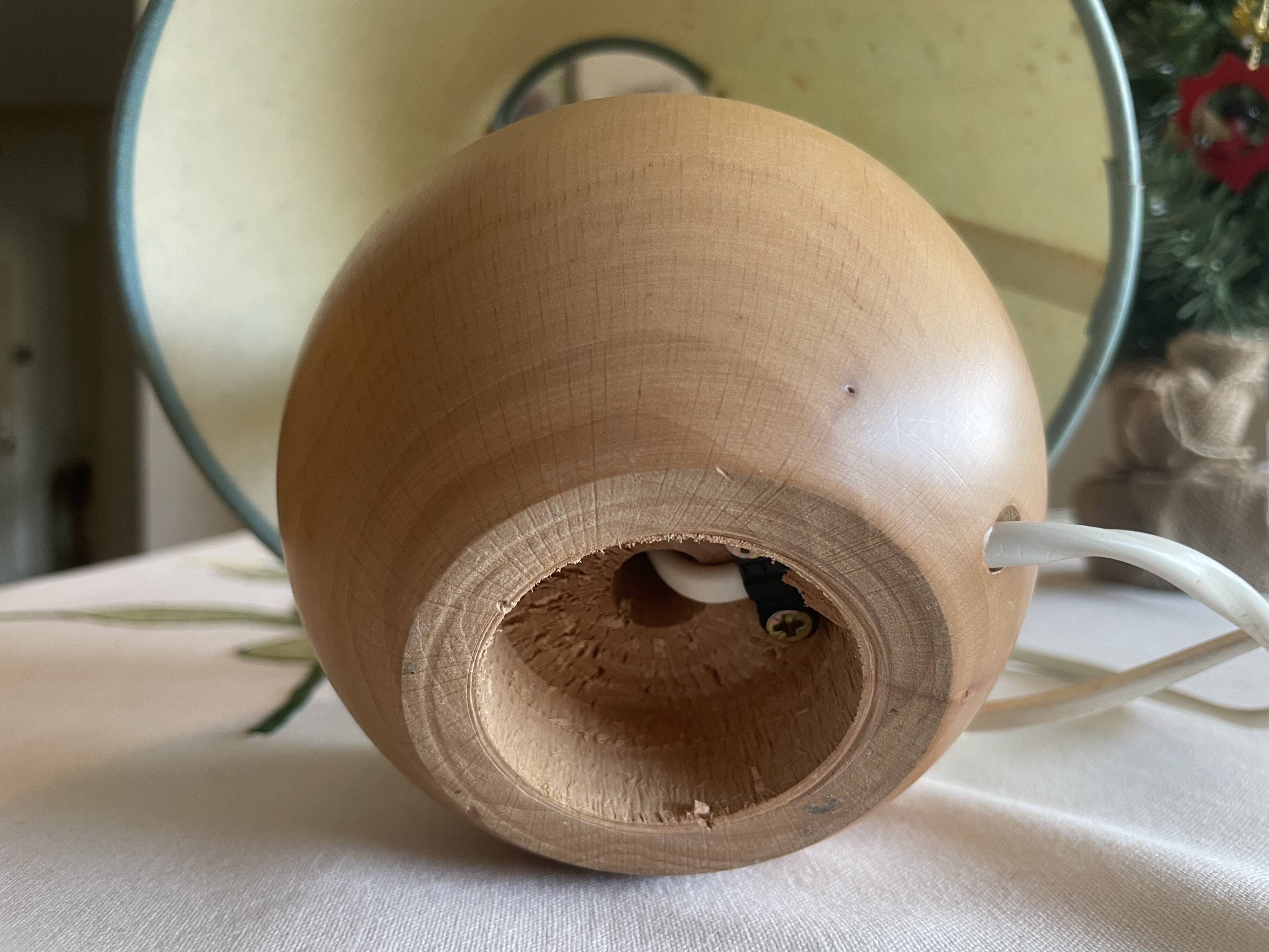 Lampe boule en bois années 70