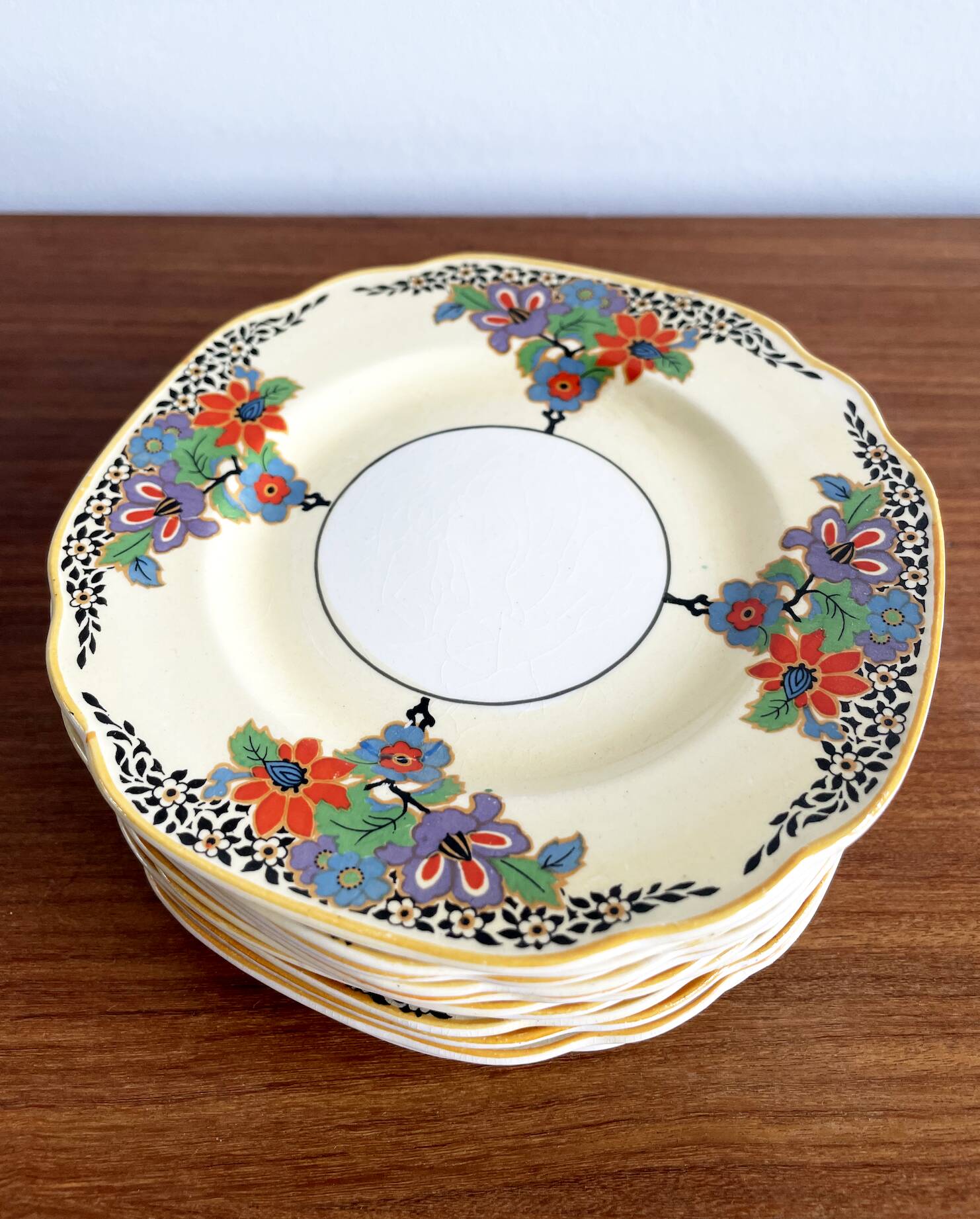Set of 11 Rare Bread & Butter Plates by Barker Bros Ltd, Sandringham Pattern, Made in 1930-1937