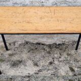 Bureau écolier double, bois et métal, vintage, années 60