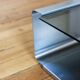 Table low vintage 1970s stainless and glass Jean-François Monnet