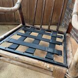 Complete bamboo rattan lounge set with armchair x2, sofa, coffee table