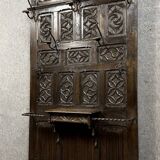 Neo-Gothic coat rack in carved oak, 19th century