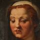Ancient painting Female head attributed to A. Del Sarto, tempera on wood