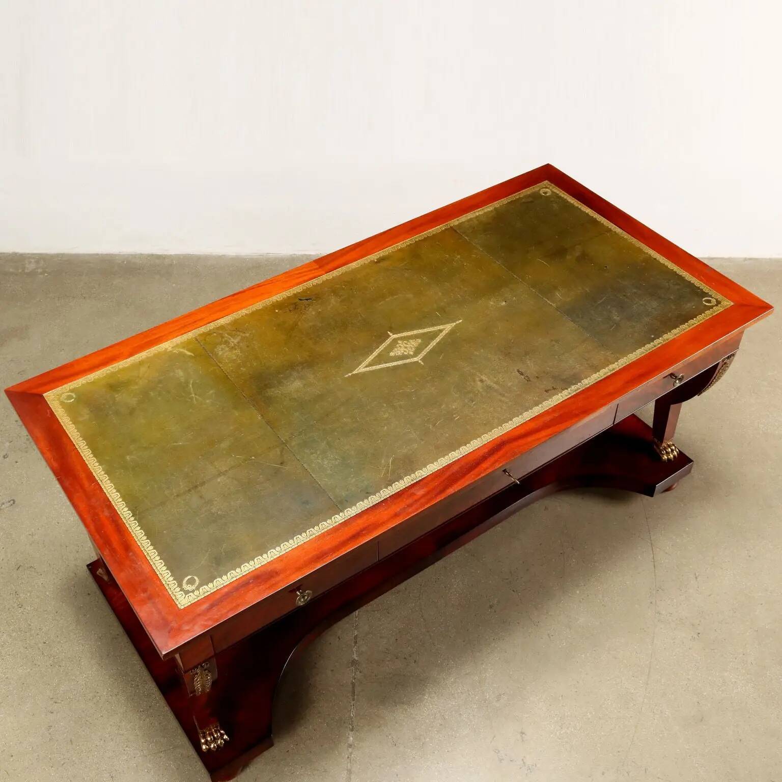 Antique Empire desk from Italy, 1900, mahogany veneer.