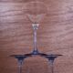 6 Luminarc cocktail glasses with azure blue stems.