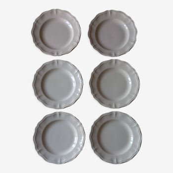6 assiettes plates Digoin Sarreguemines modèle Ivoire  (ø 24,5cm)