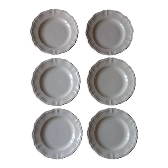 6 flat plates Digoin Sarreguemines ivory model (ø 24,5cm)
