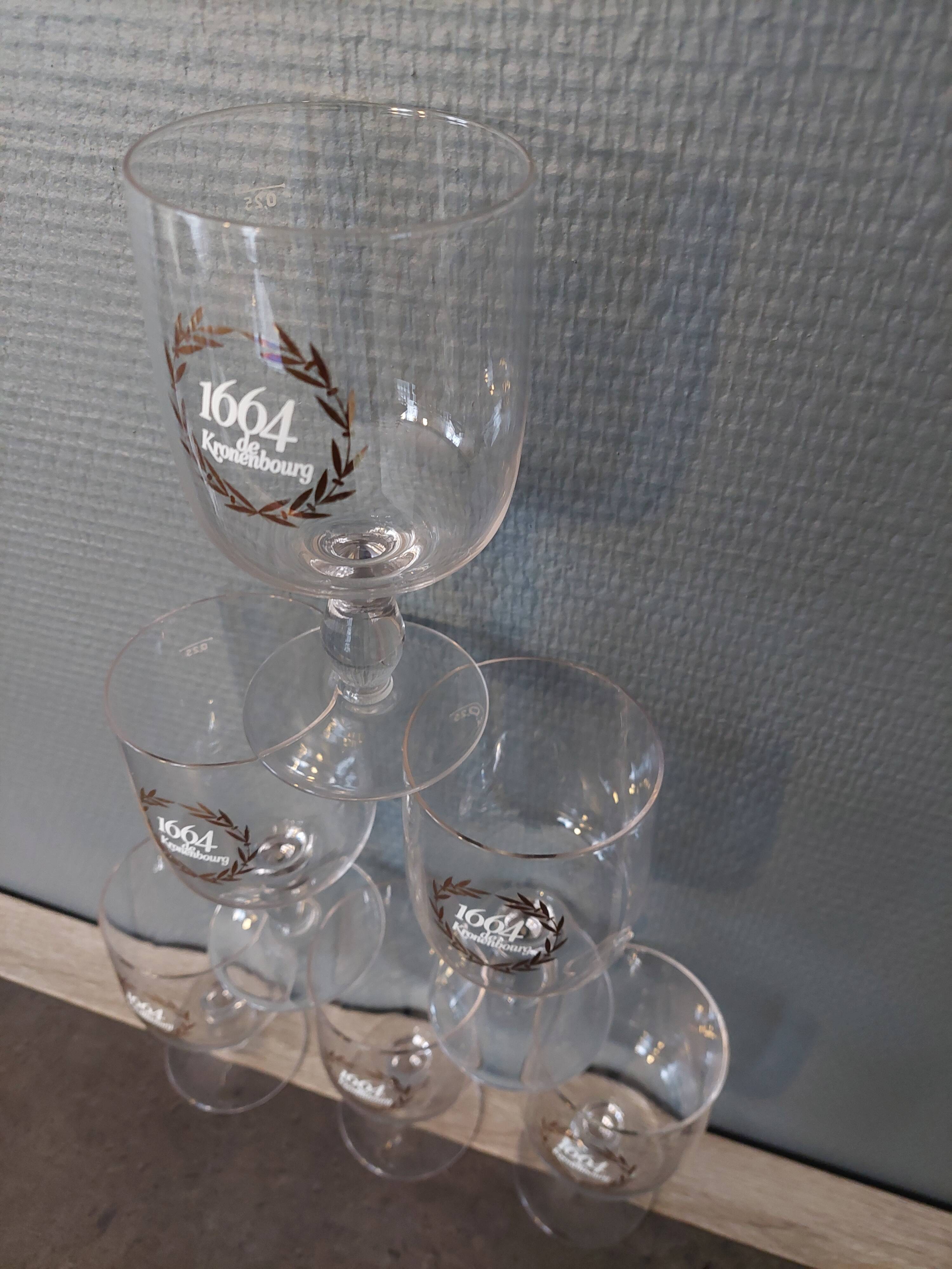 6 beer glasses 1664 golden laurel wreath
