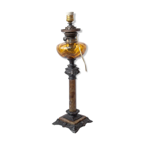 lampe à pétrole stella brenner ancienne électrifiée, lampe à poser, déco intérieur