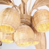 Rattan "coconut tree" chandelier