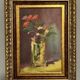 Ancient Oil Painting Still Life Flower Bouquet 20th Century
