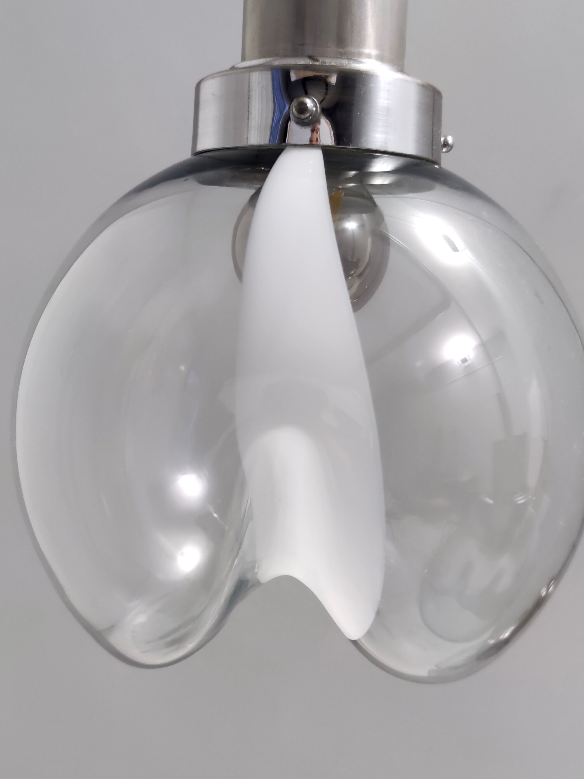 Murano glass and varnished metal 3-light pendant by Toni Zuccheri for Venini