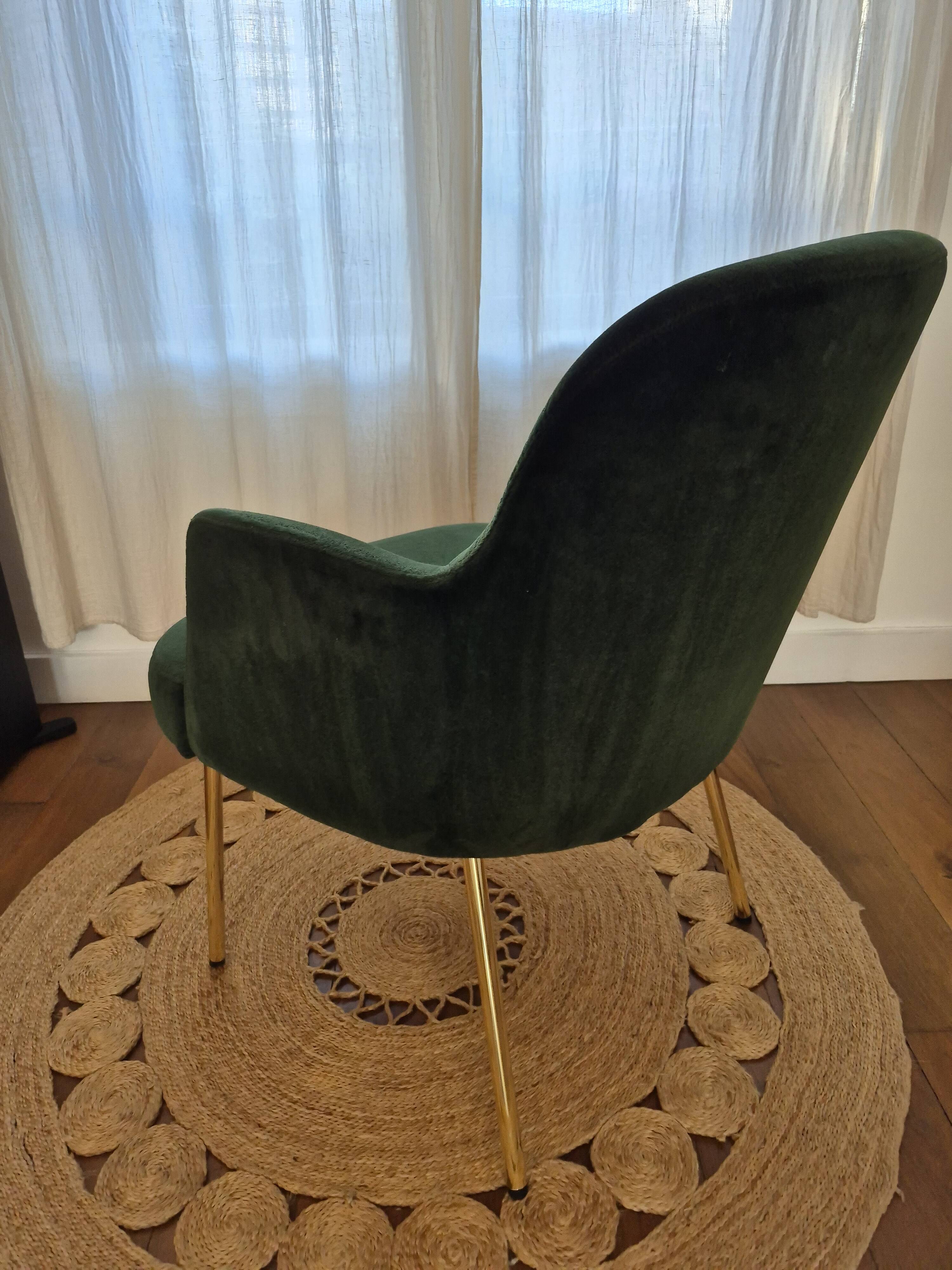 Fauteuil design italien torre 1961 – modèle da vinci 02 – velours vert