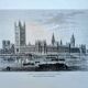 Londres, le parlement, illustration imprimée en 1879.