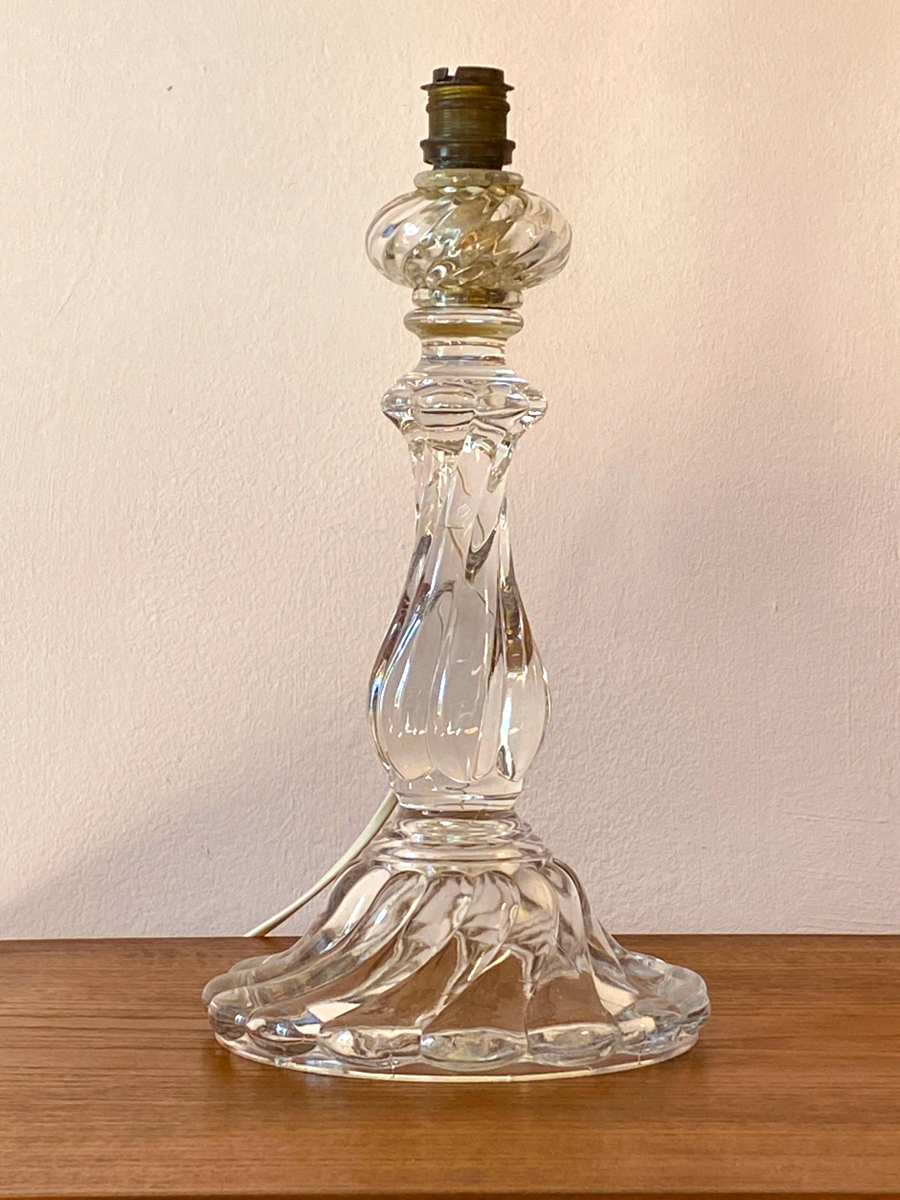 Impressive lamp base made of solid Baccarat crystal, bamboo torso model.