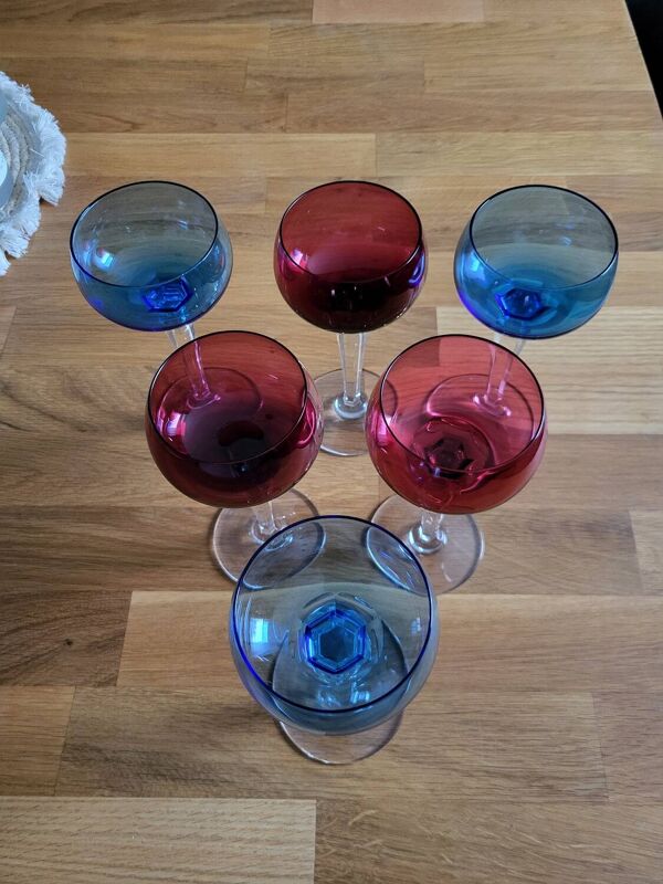 Six Verres A Vin Cristal Val Saint Lambert Modèle Saumur