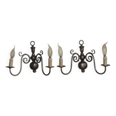 Pair of large Flemish style wall sconces in silver 5179
