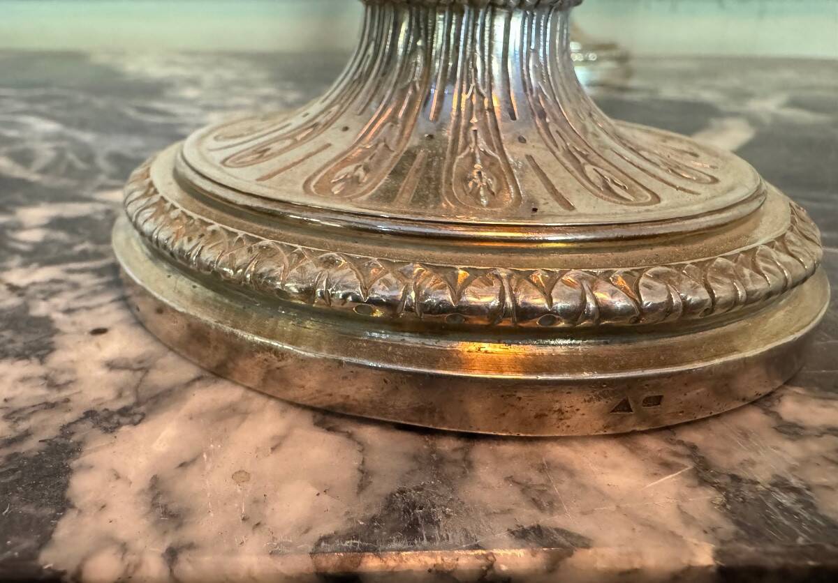Pair of Louis XVI Style Wolfers Candlesticks, Solid Silver, Hallmarked