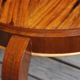 Table basse art déco de forme ronde en palissandre de rio.