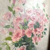 Framed flower bouquet painting