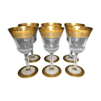 Set of 6 crystal wine glasses from saint louis model thistle