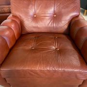 Vintage Danish mid-century Svend Skipper leather club chairs 1970s
