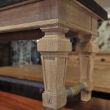 Ancient bench in solid oak and french bank brass