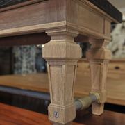 Ancient bench in solid oak and french bank brass