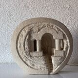 Vintage lamp in Chauvigny stone, signed Arsène Galisson