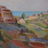 Original Swedish oil on panel – “Coastal Landscape” by Carl Deelsbo (1908–1982) – vintage & framed – 45.5 × 53.5 cm