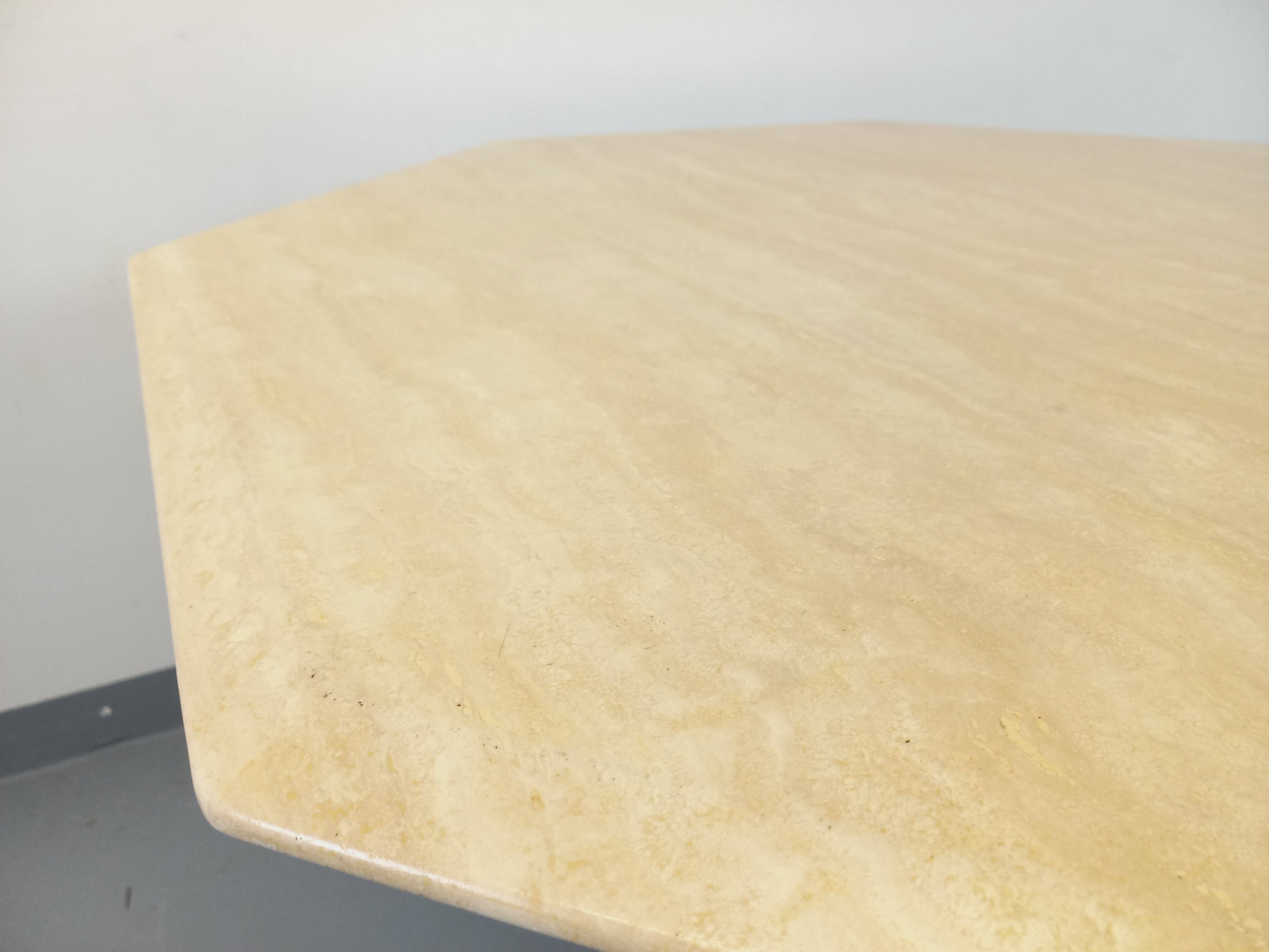 Vintage octagonal travertine dining table from the 70s 80s