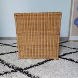 60s woven metal wicker bedside table
