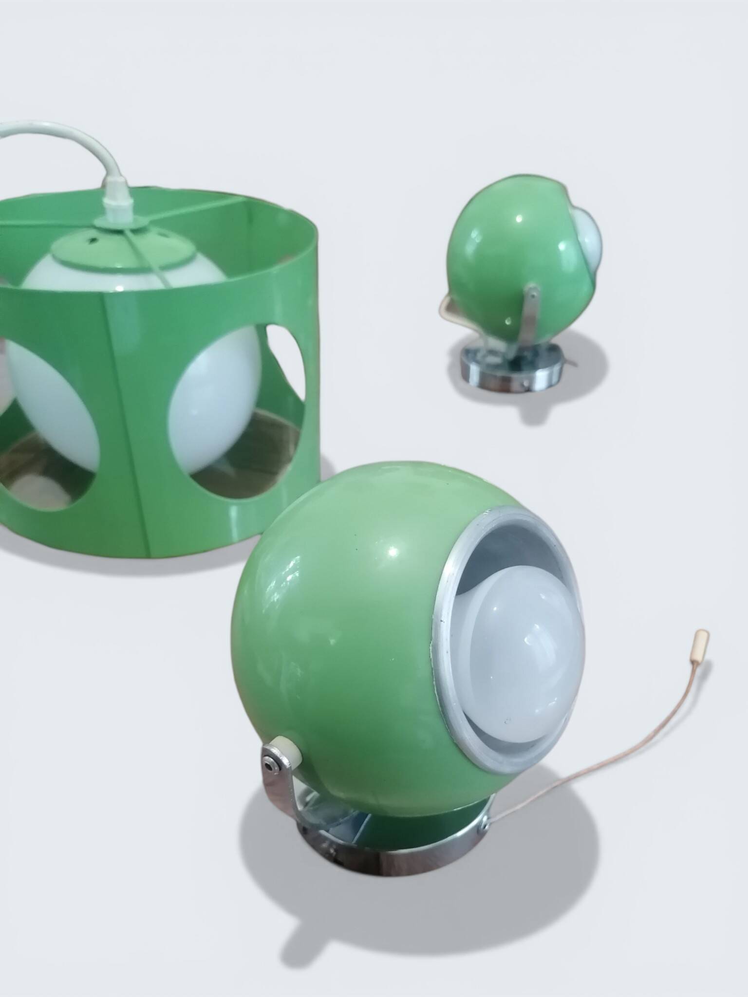 Vintage space age lighting set by Pierre Disderot - UFO & Eye Ball.