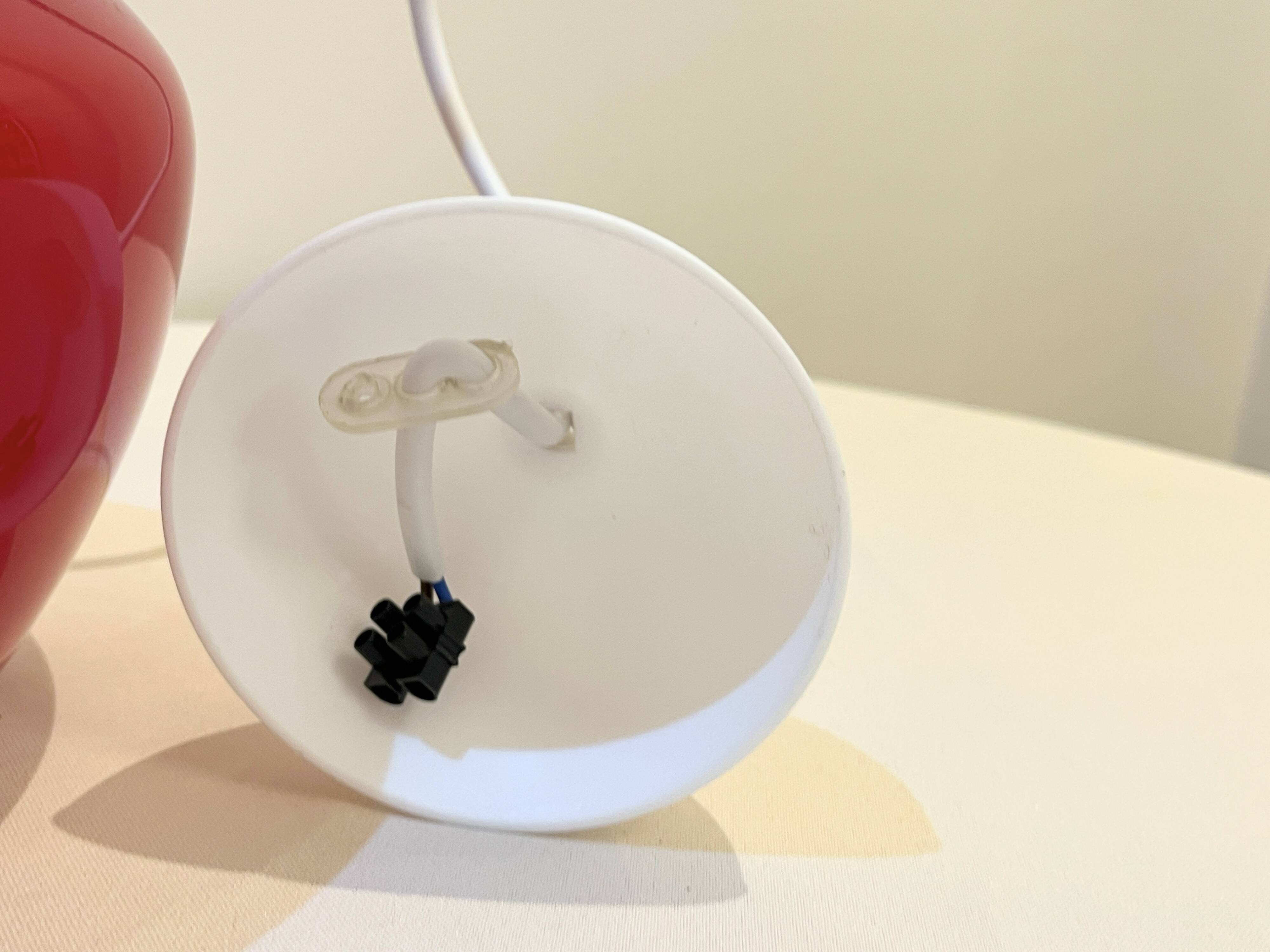 Red Opaline Glass Pendant Light 1970 Space Age Ceiling Lamp Free Form Orange