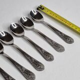 Set of six "Burgsil" stainless steel teaspoons with rabbit decoration