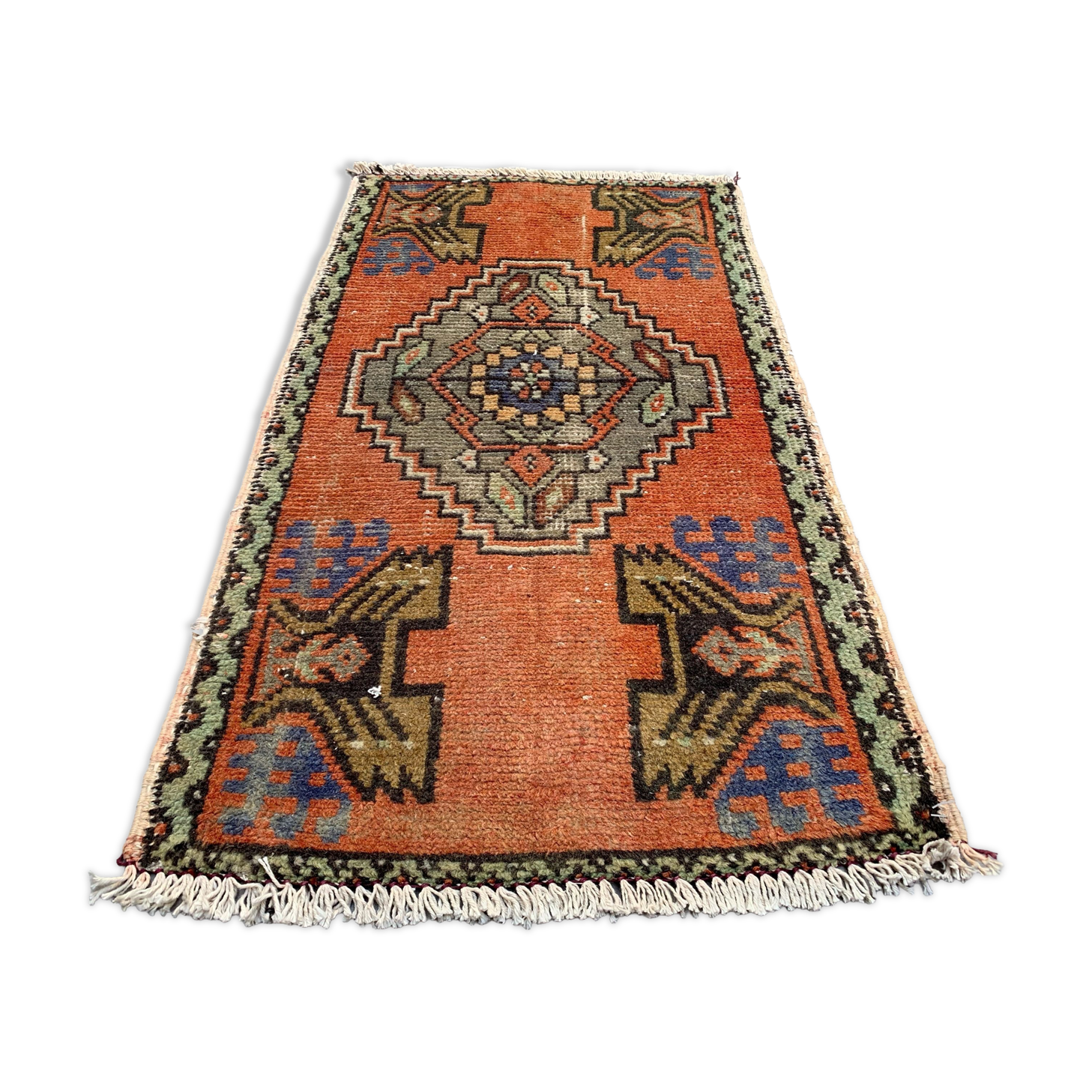 Small Vintage Turkish Rug 92x52 cm, Short Runner, Tribal, Shabby Chic