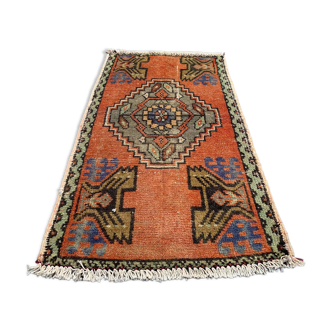 Small Vintage Turkish Rug 92x52 cm, Short Runner, Tribal, Shabby Chic