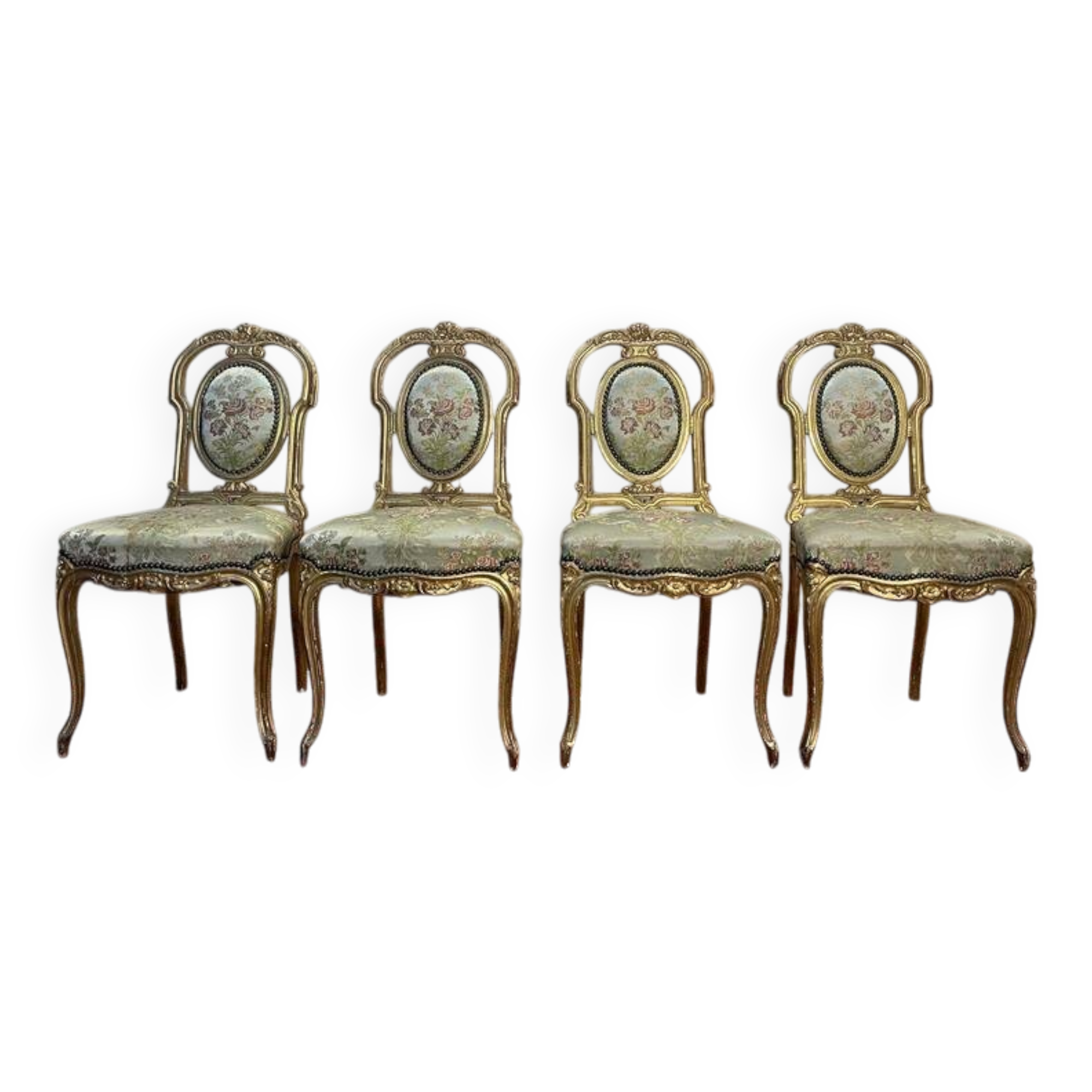 Suite de 4 chaises en bois doré Napoléon III