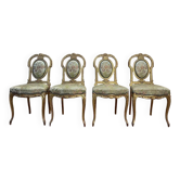 Set of 4 Napoleon III gilded wooden chairs