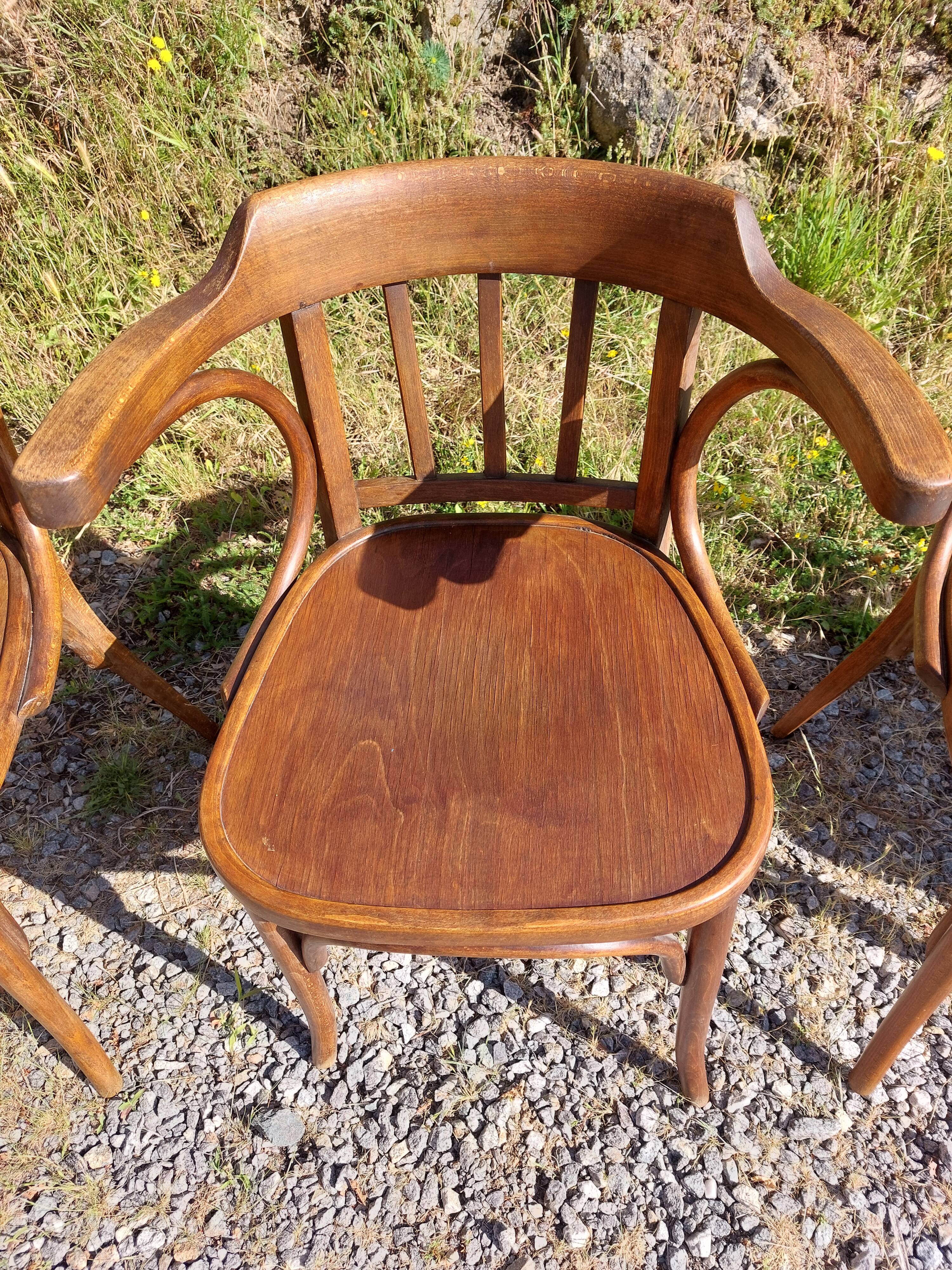 4 fauteuils Baumann en bois courbé