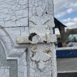 porte ancienne de communication en chêne peint