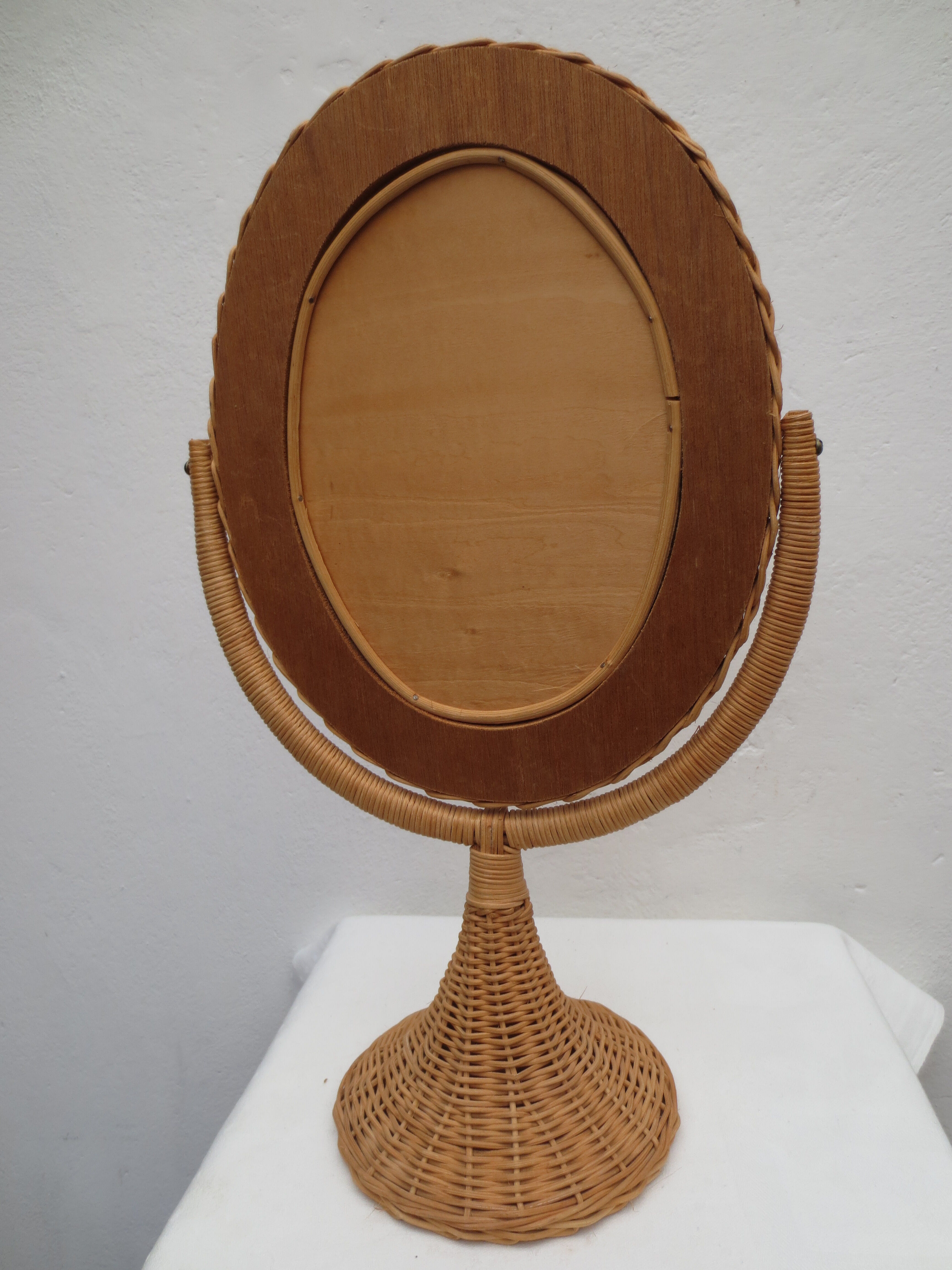 Rattan psyche mirror 22x43cm