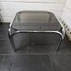Chrome metal coffee table with smoked glass top from the 70s